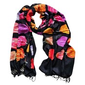 Robin Ruth Fashion Viscose scarf Tulips - Black- Multi