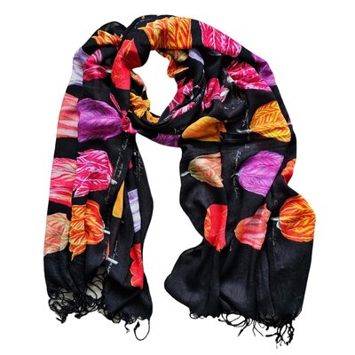 Robin Ruth Fashion Viscose scarf Tulips - Black- Multi