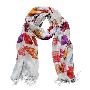 Robin Ruth Fashion Viscose scarf Tulips - White- Multi