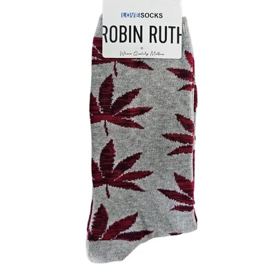 Holland sokken Herrensocken - Grau-Burgunderrot Cannabis - Größe 41-46