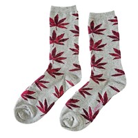 Holland sokken Men's Socks - Grey-Burgundy Cannabis - Size 41-46