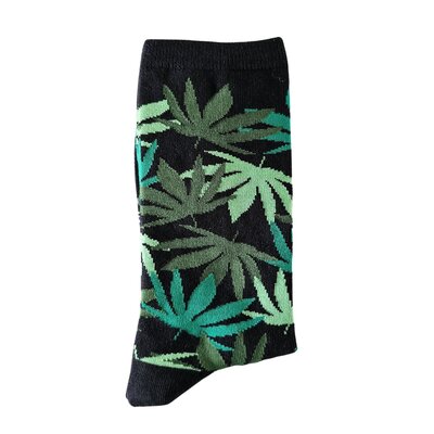 Holland sokken Herrensocken – Schwarz-3 Grüntöne (Cannabis) – Größen 41–46