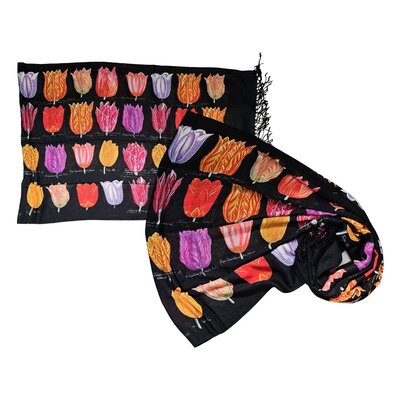 Robin Ruth Fashion Viscose scarf Tulips - Black- Multi