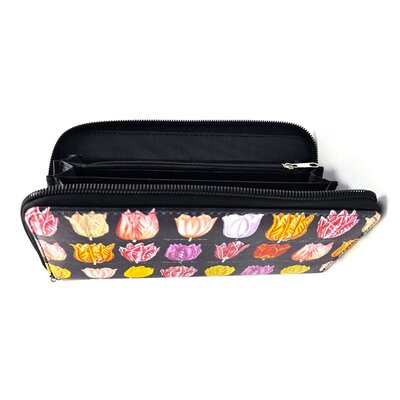 Typisch Hollands Wallet - Ladies - Black with multi color tulips