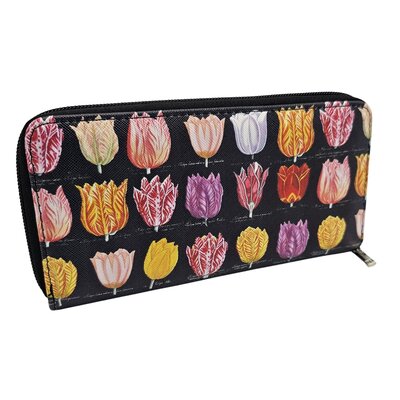 Typisch Hollands Geldbörse – Damen – Schwarz mit mehrfarbigen Tulpen