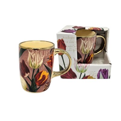 Matix Cup (large) pretty tulips pink with gold