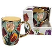 Typisch Hollands Tasse (groß) hübsche Tulpen grün mit Gold