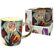 Typisch Hollands Cup small pretty tulips green with gold