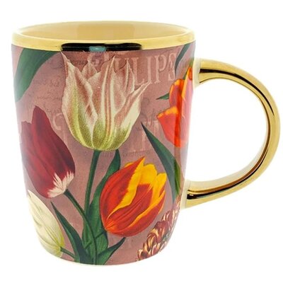 Matix Holland-Geschenkset – Stroopwafel-Becher und -Dose – Hübsche Tulpen – Grün