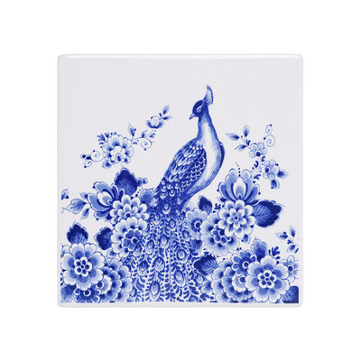 Heinen Delftware Delfter blaue Fliese - Blumenmuster / Pfau