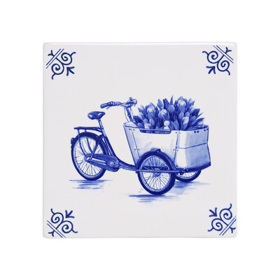 Heinen Delfts blauw Delftsblauwe tegel  - Bakfiets