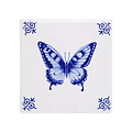 Heinen Delfts blauw Delftsblauwe tegel  - Vlinder