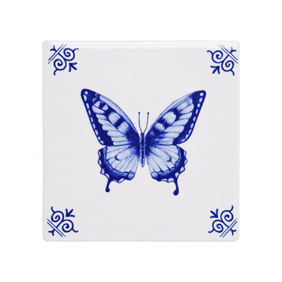 Heinen Delftware Delftsblauwe tegel  - Vlinder