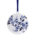 Heinen Delfts blauw Christmas ornament - pendant round - Delft blue blossom vine