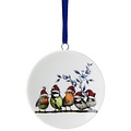 Heinen Delfts blauw Weihnachtsschmuck – runder Anhänger – Waldvögel