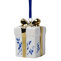 Heinen Delfts blauw Kerstornament - Hanger Kerstcadeau gouden strik