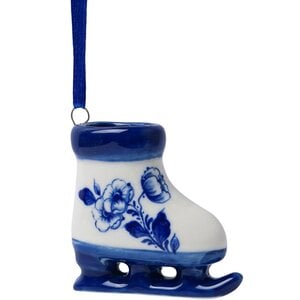 Heinen Delfts blauw Christmas ornament - Delft blue skate pendant