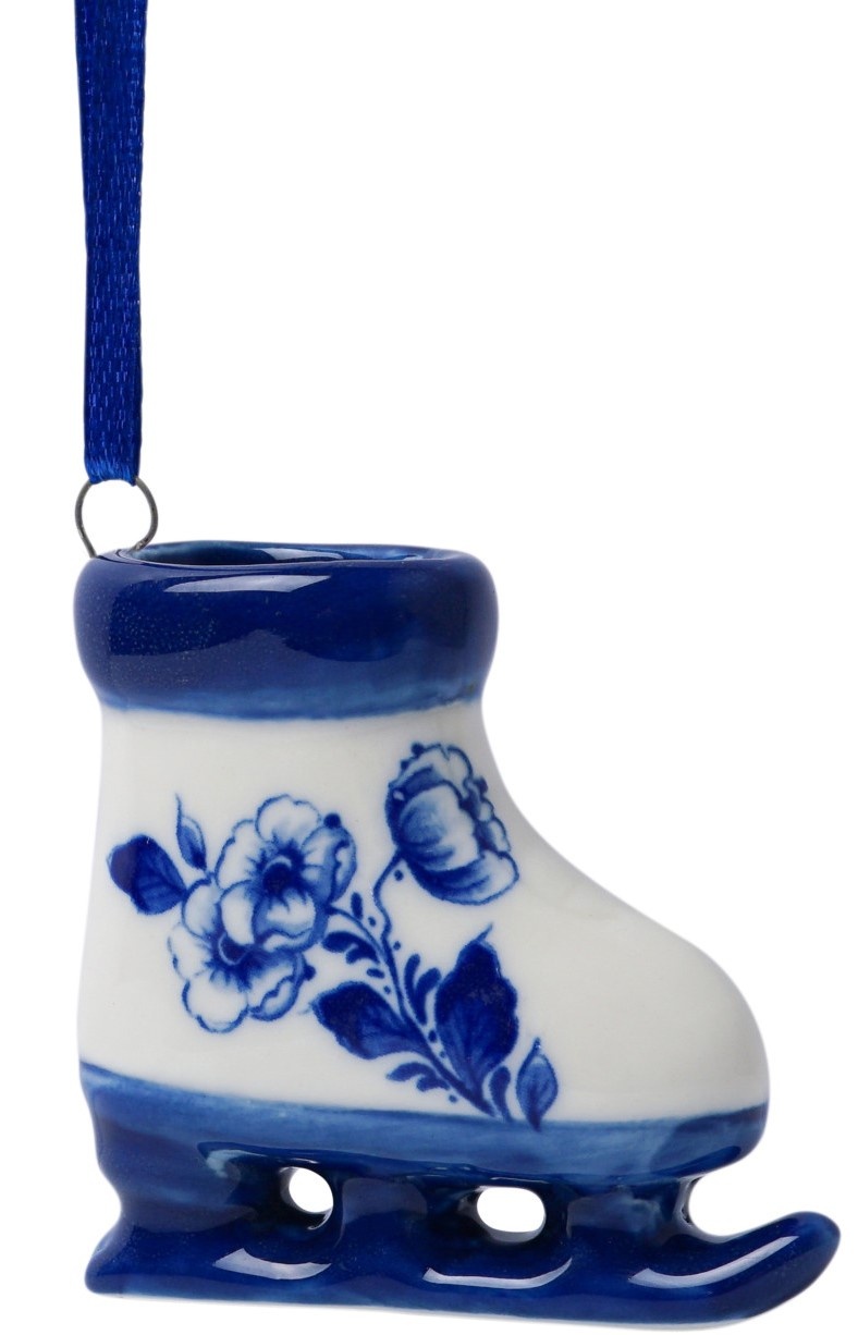 Typisch Hollands Kerst kerstornament hanger Delfts blauw schaats
