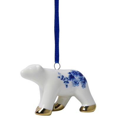 Heinen Delftware Christmas ornament - pendant Delft blue polar bear golden paws