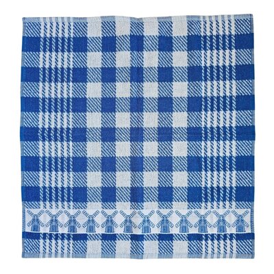 TTD Gifts Keukenhanddoek Blauw-Wit geruit met molens