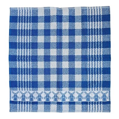 Typisch Hollands Kitchen towel Blue-White checkered with windmills