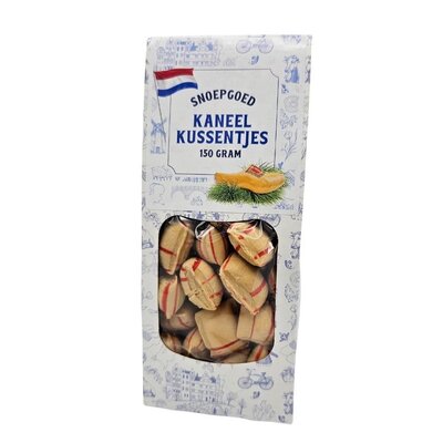 Typisch Hollands Oud Hollands Snoep - Kaneelkussentjes  - Delfts blauw doosje