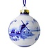 Heinen Delfts blauw Delfts blauw gedecoreerde kerstbal Molens