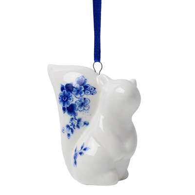 Heinen Delfts blauw Kerstornament - Hanger eekhoorn