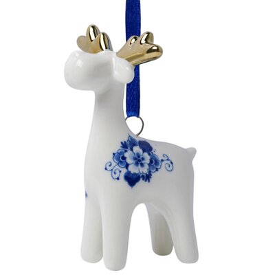 Heinen Delfts blauw Caribou Christmas ornament