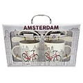 Typisch Hollands Geschenkset van 2 Mokken & Schotel + Lepel (Fiets)