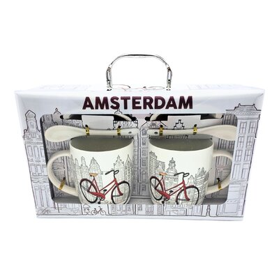 TTD Gifts Gift Set of 2 Mugs & Saucer + Spoon (Bicycle)