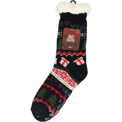 TTD Gifts Foute kerstsokken - Fleece Comfortsokken -Kerst - Zwart