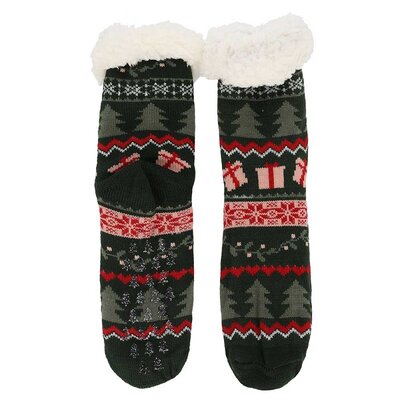TTD Gifts Foute kerstsokken -  Fleece Comfortsokken -Kerst - Groen