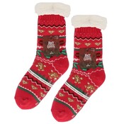 TTD Gifts Foute kerstsokken - Fleece Comfortsokken -Kerst - Rood