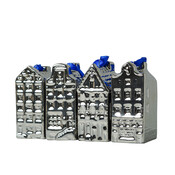 Typisch Hollands Christmas decorations - Silver gable houses (4pack)