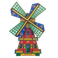 Matix Magneet Holland molen - rood - draaiende wieken