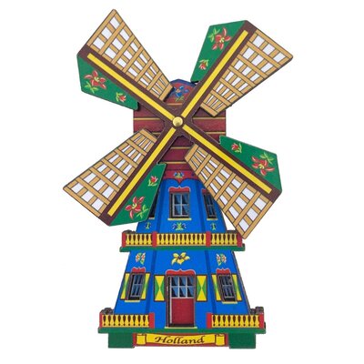 Typisch Hollands Magnet Hollandmühle - blau - rotierende Messer