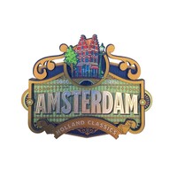 Typisch Hollands Magnet MDF Charleston Amsterdam Häuser hellgrün