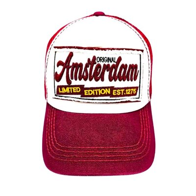 Robin Ruth Fashion Cap Amsterdam -Red-White with large patch