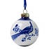 Heinen Delfts blauw Delfts blauw gedecoreerde kerstbal 7cm - Pauw