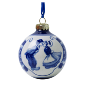 Heinen Delftware Delft blue decorated Christmas ball 7cm - Kissing couple