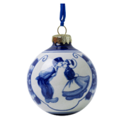 Heinen Delftware Delfter Blau dekorierte Weihnachtskugel 7 cm - Küssendes Paar