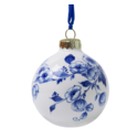 Heinen Delfts blauw Delft blue decorated Christmas ball 7cm - Kissing couple