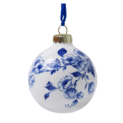 Heinen Delftware Delfter Blau dekorierte Weihnachtskugel 7 cm – Blüte