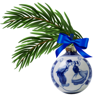 Heinen Delfts blauw Delfterblaue, verzierte Weihnachtskugel, 7 cm – Küssendes Paar