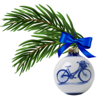 Heinen Delftware Delfter blaue Weihnachtskugel verziert mit Fahrrad 7cm