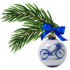 Heinen Delfts blauw Delfter blaue Weihnachtskugel verziert mit Fahrrad 7cm