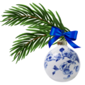 Heinen Delftware Delfter Blau dekorierte Weihnachtskugel 7 cm Blüte