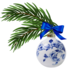 Heinen Delftware Delfter Blau dekorierte Weihnachtskugel 7 cm – Blüte