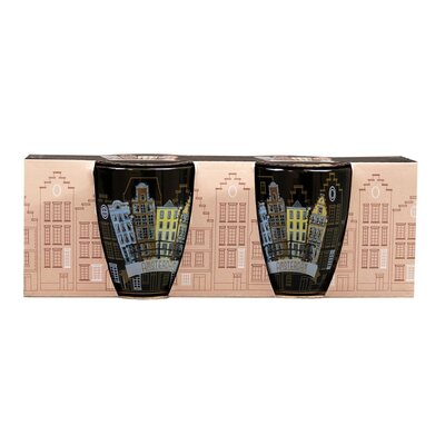 Typisch Hollands Espresso mugs - Gift set 2 cups facade houses Amsterdam